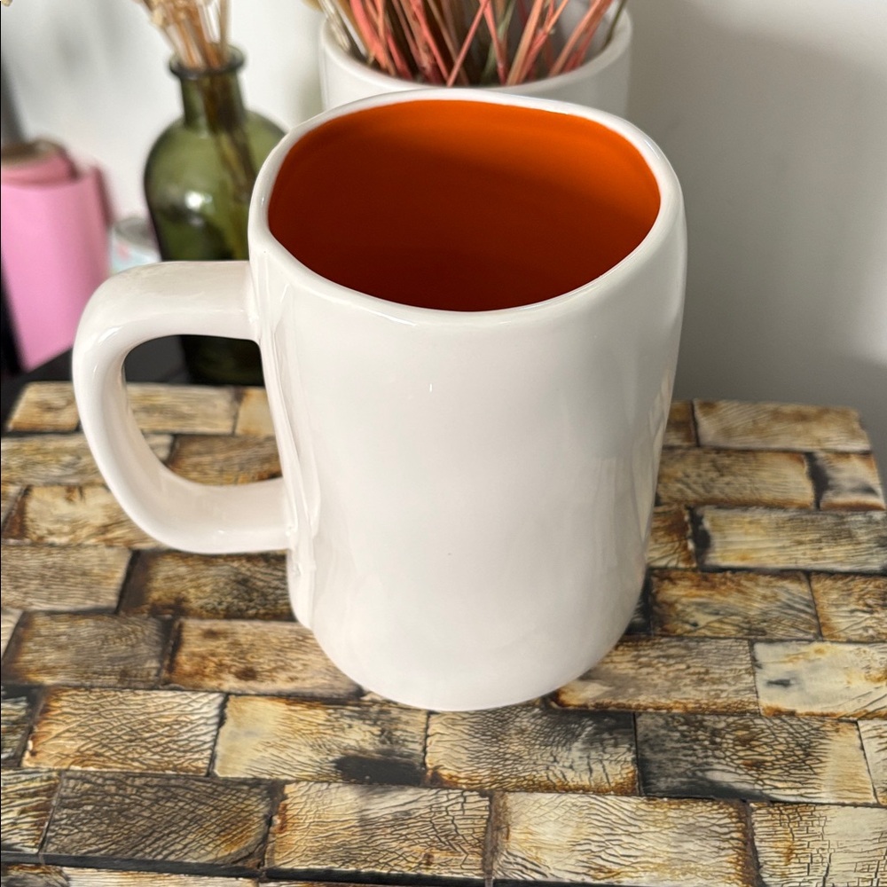 NEW RAE DUNN Ceramic GOBBLE Large Mug Autumn Fall Thanksgiving White Orange - Picture 4 of 9